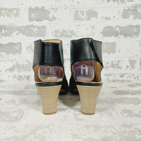 NEW Gabor Black Leather Slip On Block Heel Ankle Bootie Sandals W251 - Picture 5 of 13